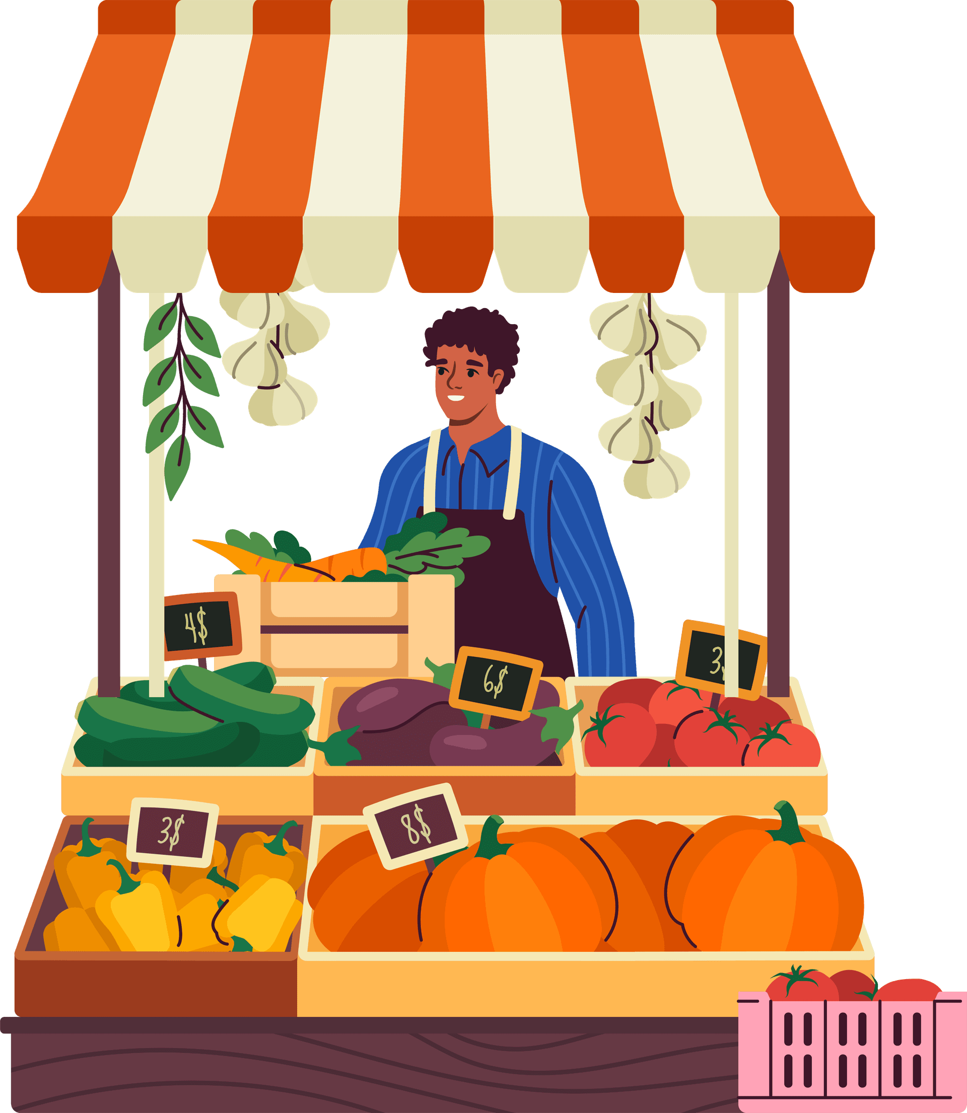 Man shopping for fruits and vegetables at a market